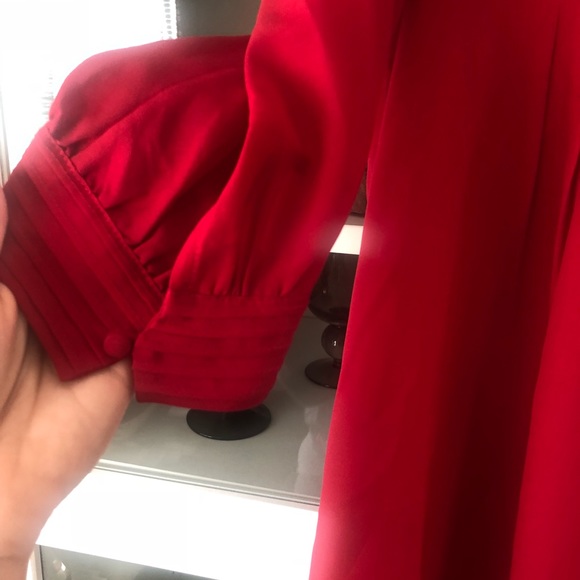 Deep Red Joie Blouse with Pleats and Button Detail - Picture 3 of 5